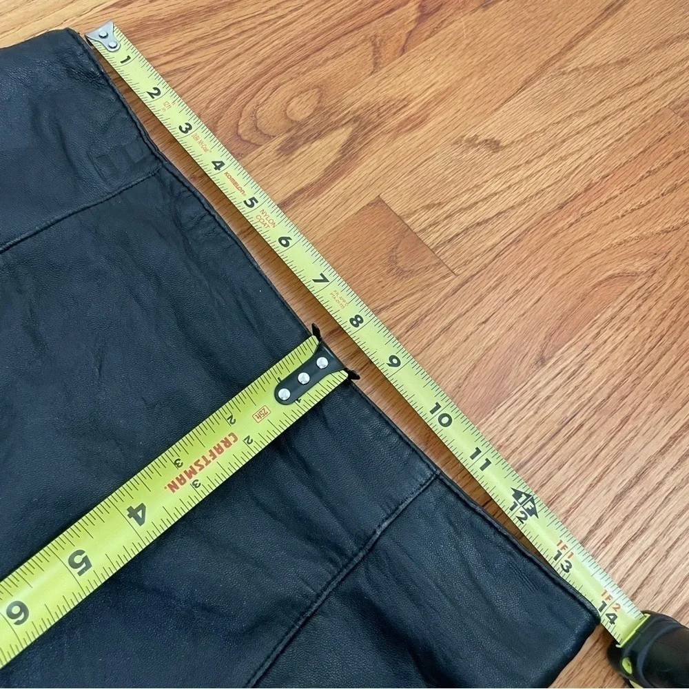 Vintage 90s Y2K black lambskin leather skirt small - Picture 9 of 11